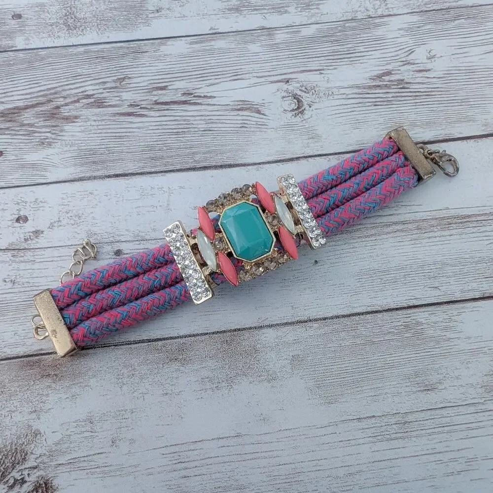 Multi Color Chunky Clasp Bracelet - Fair Condition